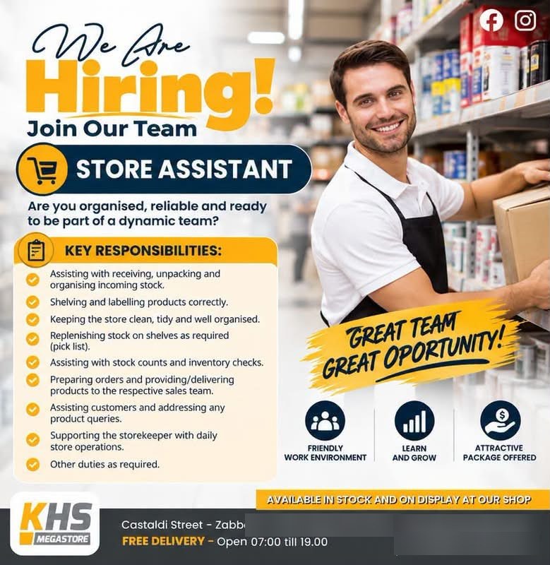 Storekeeper job in Żabbar, Malta