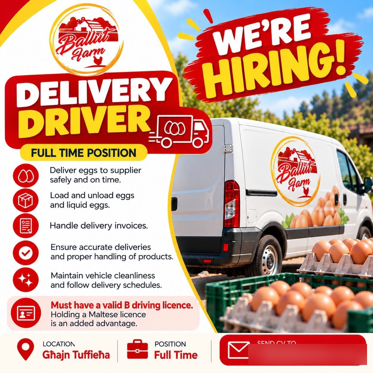 Delivery Driver job in Għajn Tuffieħa, Malta
