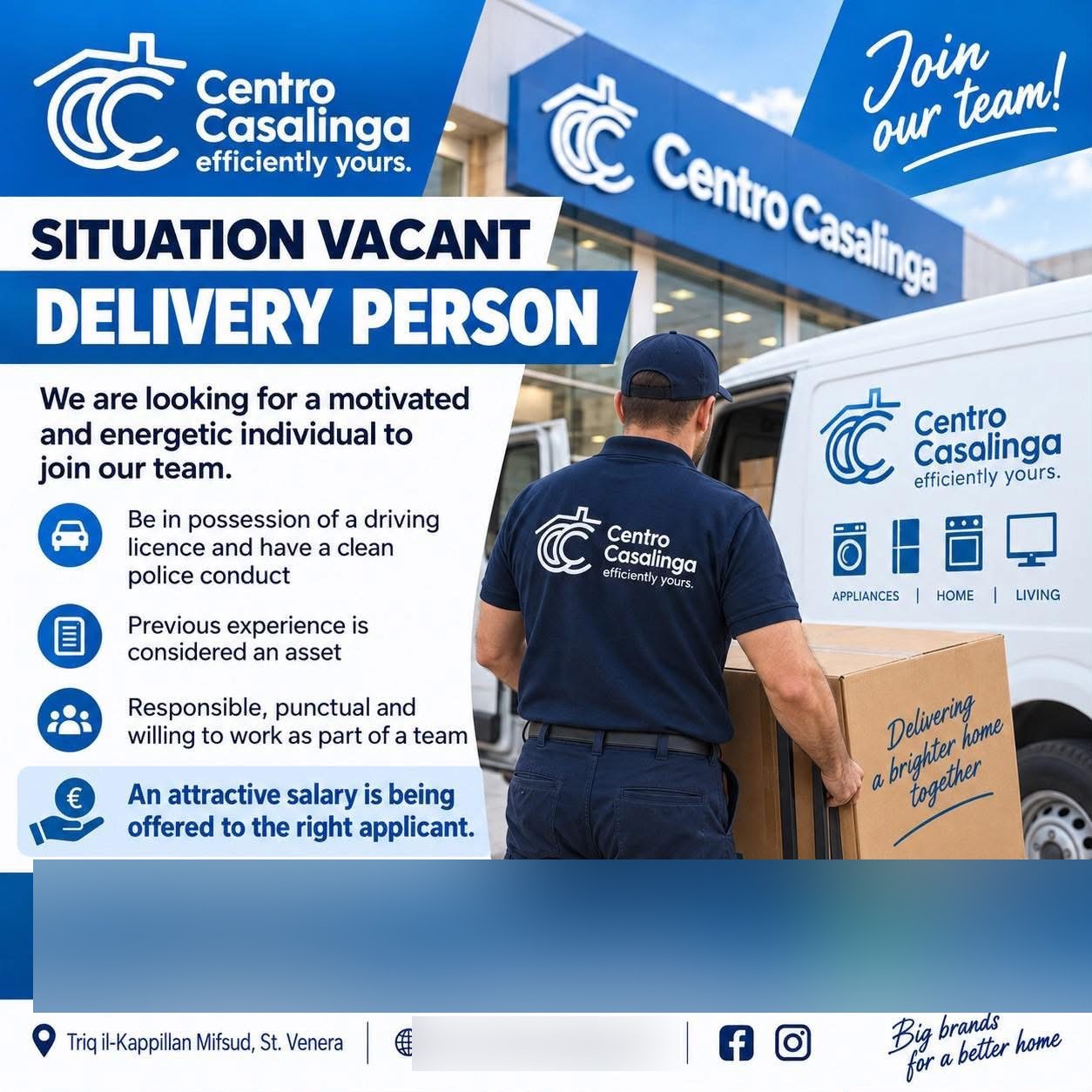 Delivery Person job in St. Venera, Malta