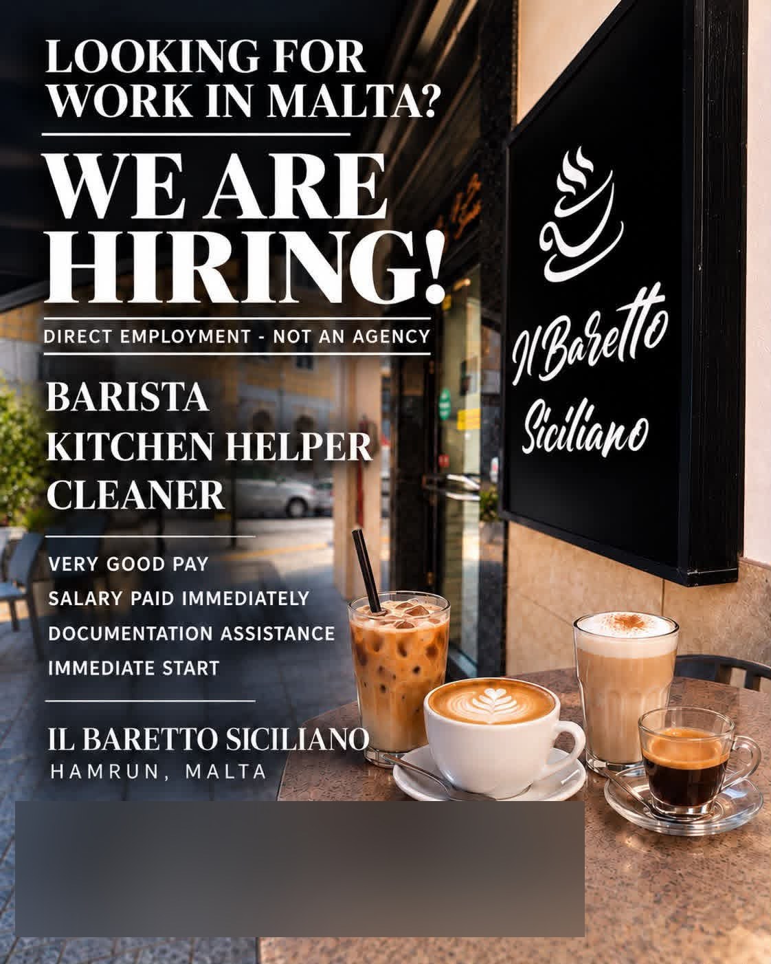 Barista job in Hamrun, Malta