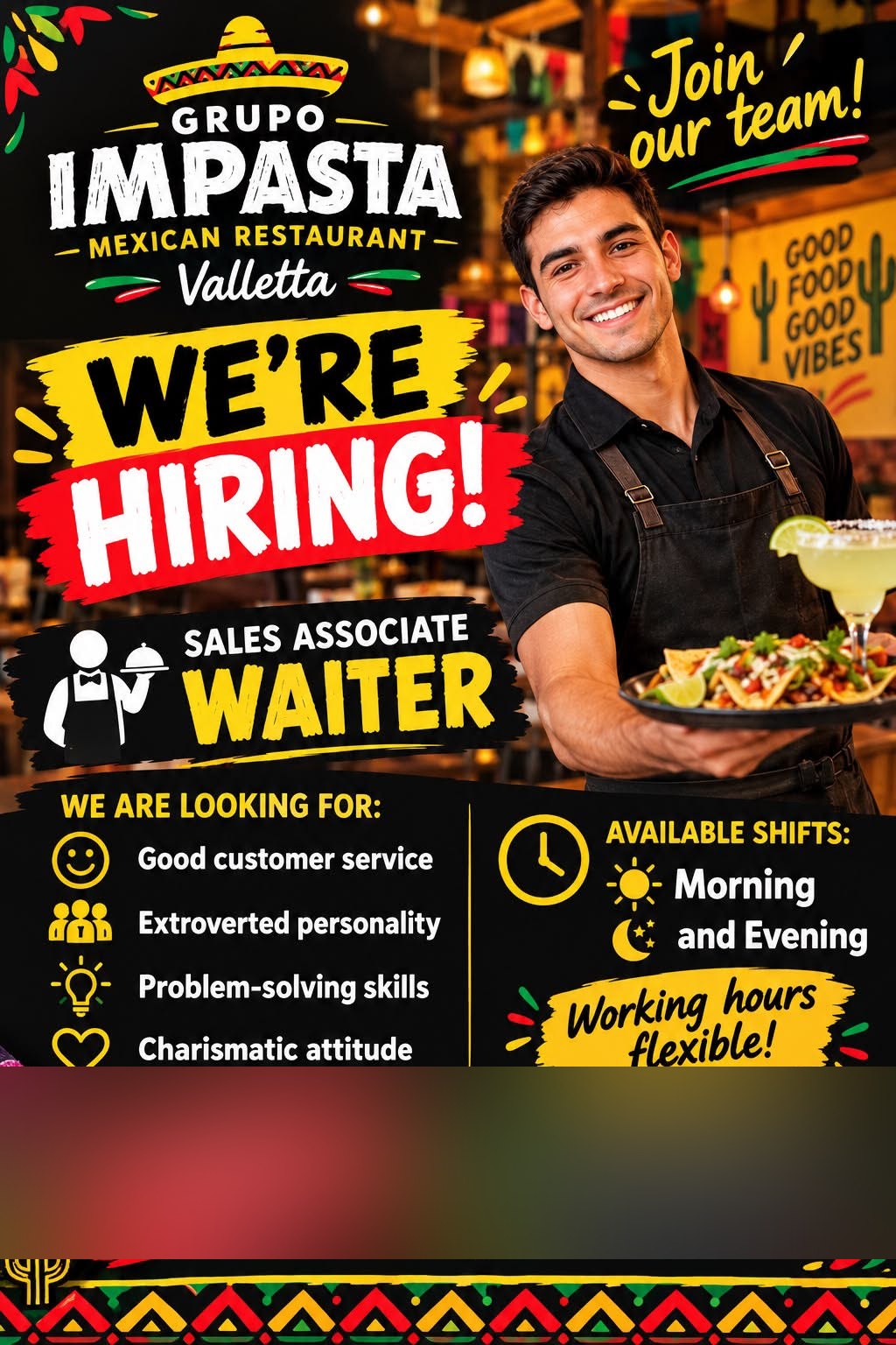 Sales Associate Waiter job in Valletta, Malta