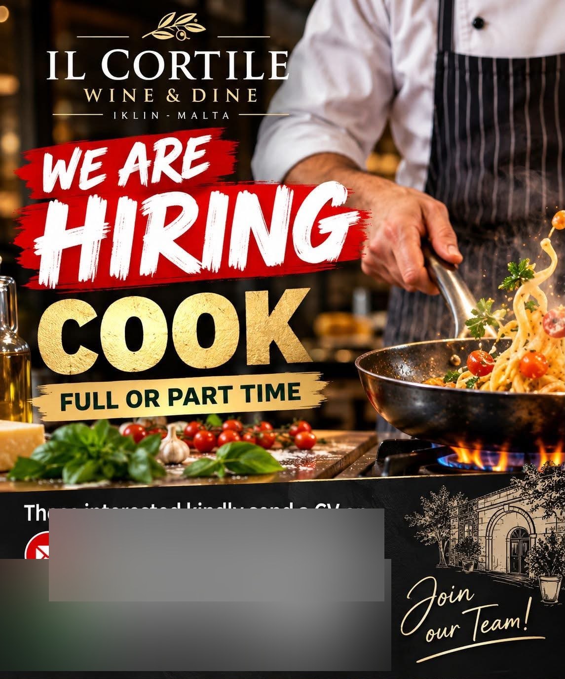 Cook job in Iklin, Malta