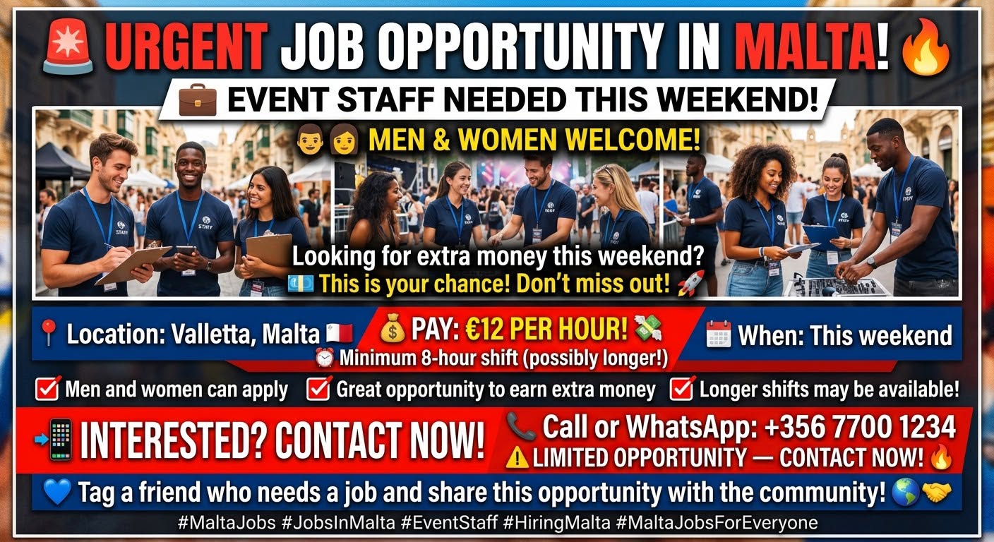 Event Staff job in Valletta, Malta