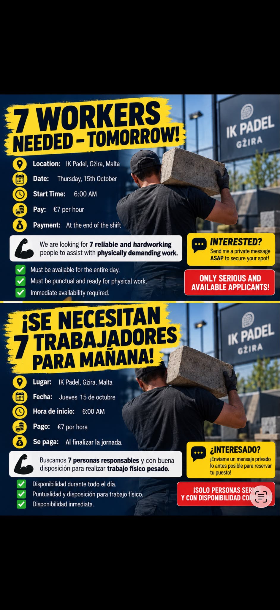 General Labourer job in Gżira, Malta