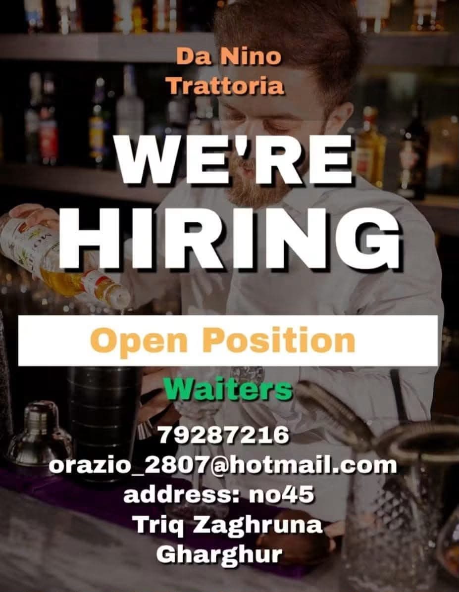 Waiter job in Gharghur, Malta