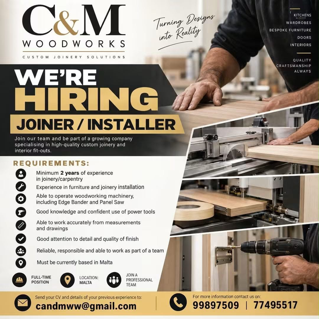 Joiner / Installer job in Malta